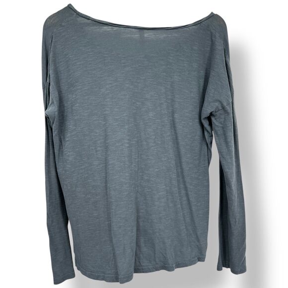 Pact Top Women Shirt Size L Blue 100% Organic Cotton Scoop neck Long Sleeve Tee - Picture 2 of 6